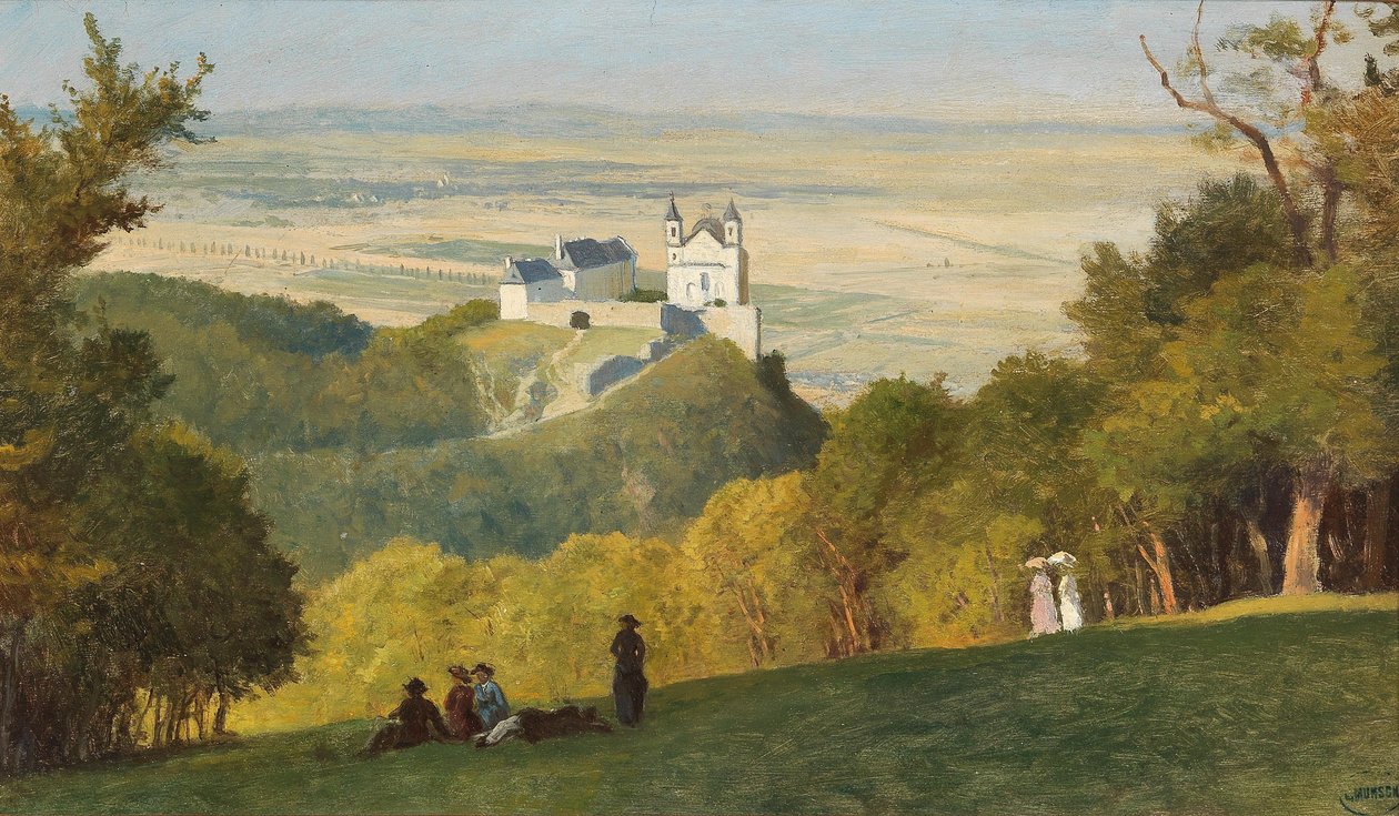 Blick vom Kahlenberg auf den Leopoldsberg von Leopold Munsch