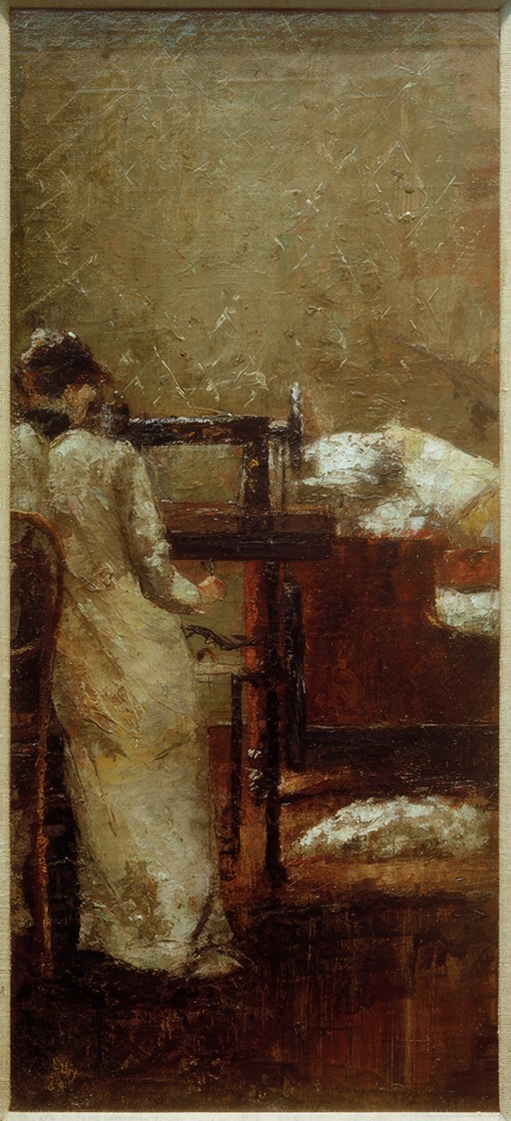 Frau an der Nähmaschine von Lesser Ury
