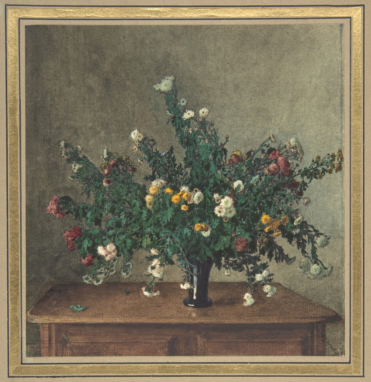 Blumenstrauß aus kleinen Chrysanthemen, 1862 von Léon Bonvin