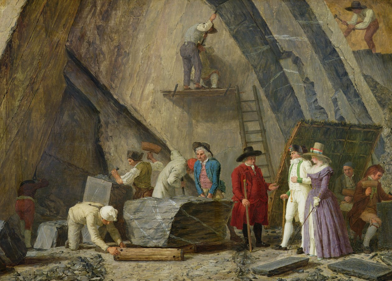 Abbau von Sainte-Anne-Marmor aus einem Steinbruch von Léonard Defrance