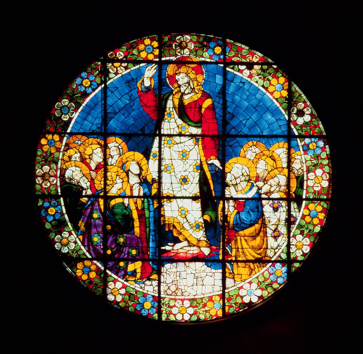 Oculus darstellend die Himmelfahrt Christi, 1443-5 (Buntglas) von Lorenzo Ghiberti