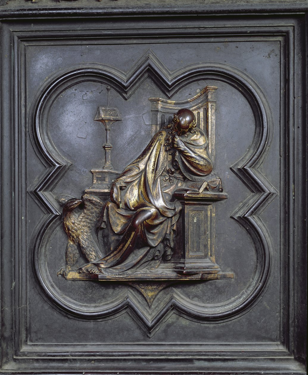 St. Johannes der Evangelist, Tafel A der Nordtüren des Baptisteriums von San Giovanni, 1403-24 von Lorenzo Ghiberti