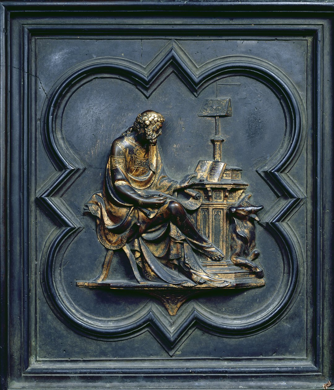 Der Evangelist Lukas, Tafel C der Nordtüren des Baptisteriums von San Giovanni, 1403-24 von Lorenzo Ghiberti