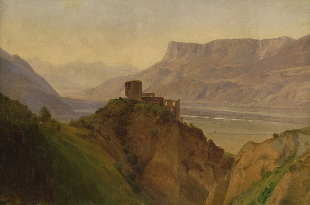 Die Ruine Brunnenburg mit dem Etschtal, 1838 von Louis Gurlitt