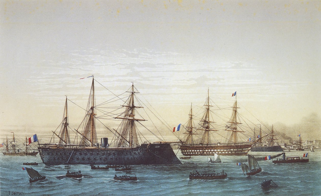 Die Magenta in Brest. Das Schiff Napoléon III. ist im Hintergrund zu sehen von Louis Le Breton