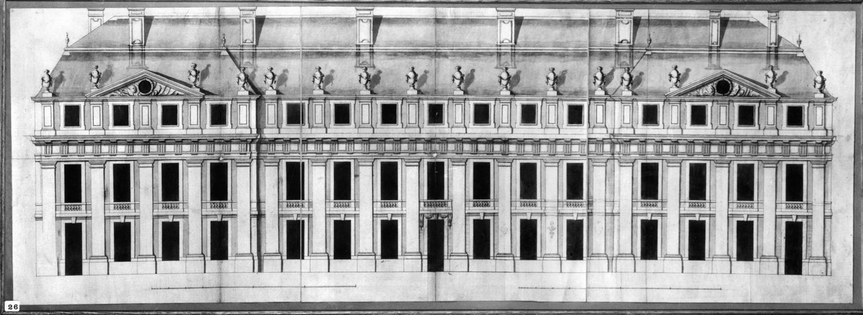 Schloss Vincennes: Erhebung der Fassade eines Eckpavillons, 1658 von Louis Le Vau