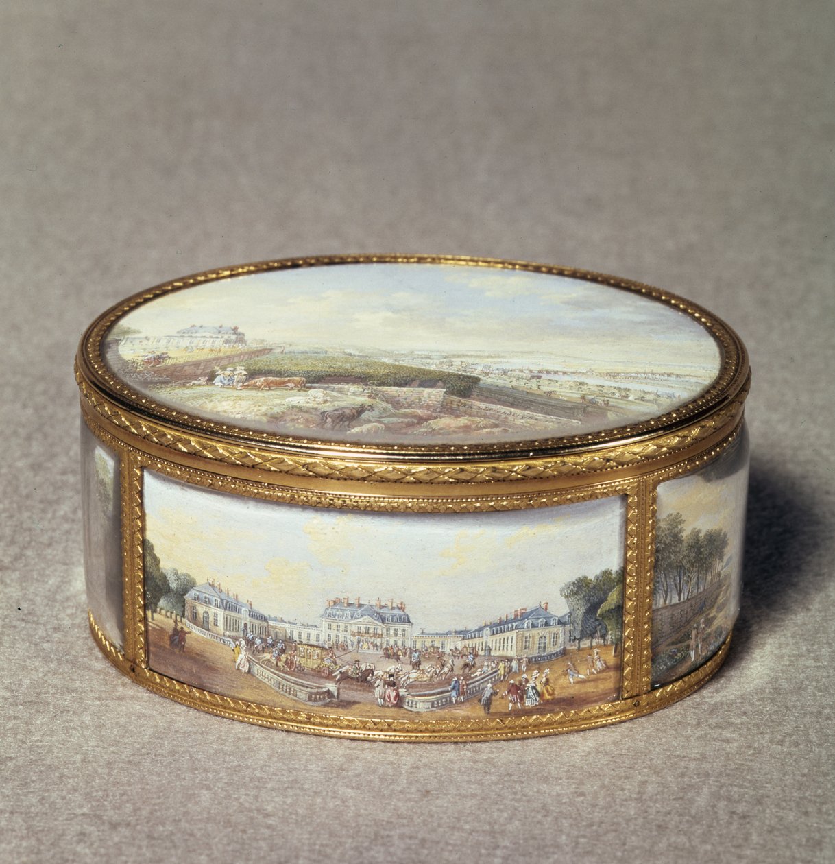 Schnupftabakdose bemalt mit Ansichten von Schloss Bellevue von Louis Nicolas van Blarenberghe