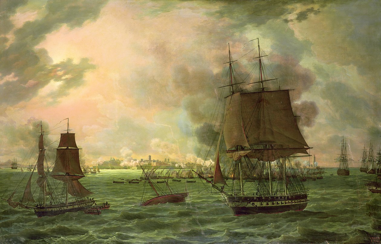 Die Bombardierung von Cadiz durch die Franzosen am 23. September 1823, 1824 von Louis Philippe Crepin