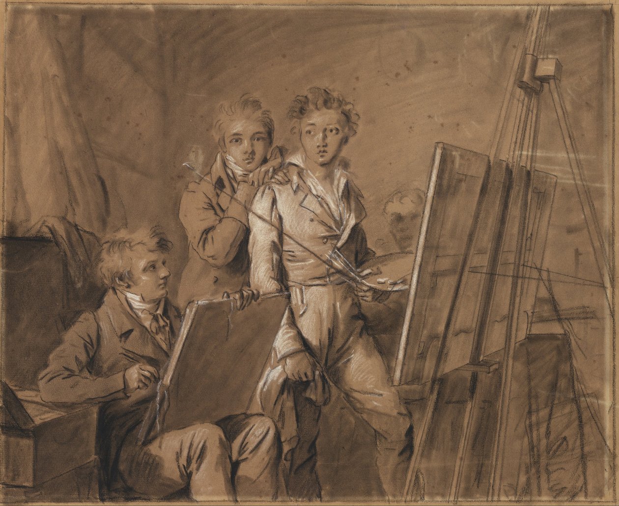 Drei junge Künstler in einem Atelier von Louis Leopold Boilly