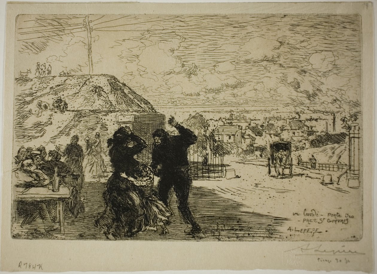 Ein Montag, Eintritt in Pré-Saint-Gervais von Louis Auguste Lepère