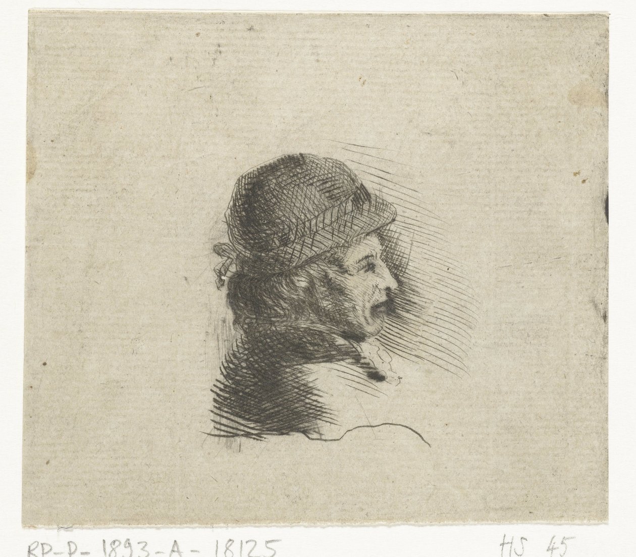 Männerkopf mit Hut nach rechts von Louis Bernard Coclers