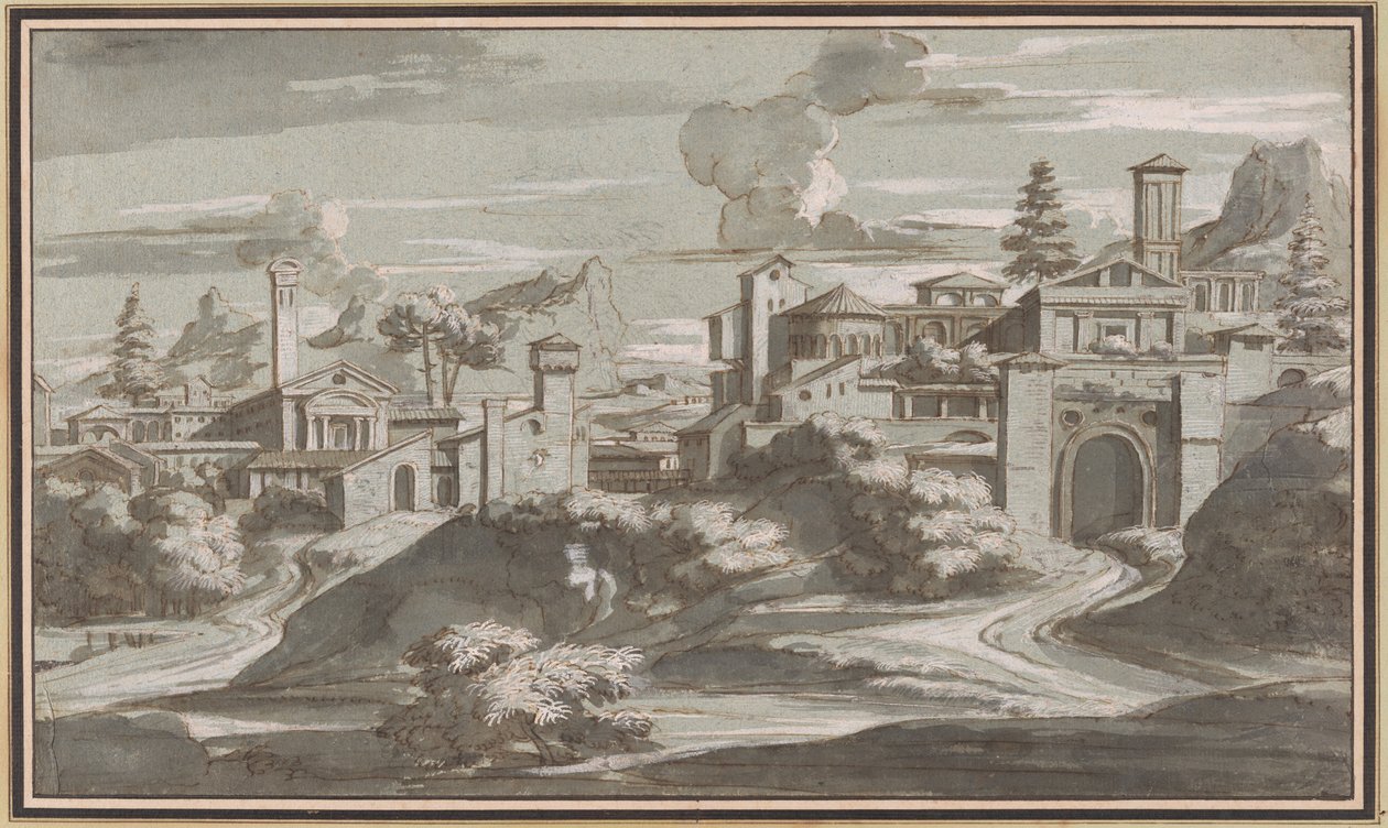 Imaginäre klassische Landschaft von Louis Cheron
