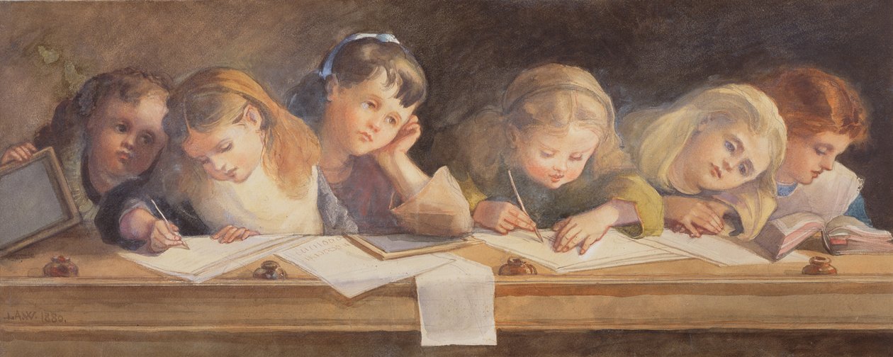 Die Schreibstunde, 1880 von Louisa Anne Waterford