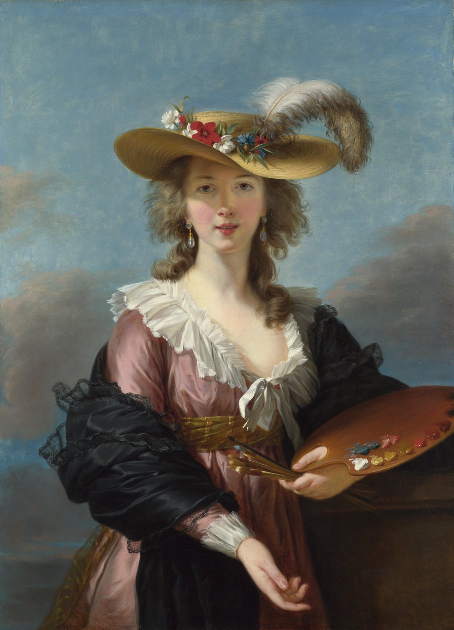 Selbstporträt mit Strohhut von Elisabeth Louise Vigee Lebrun