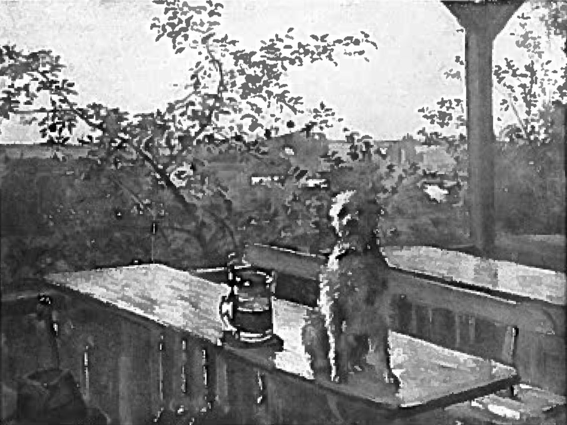 Der Hund Hipp auf einem Tisch von Lovis Corinth