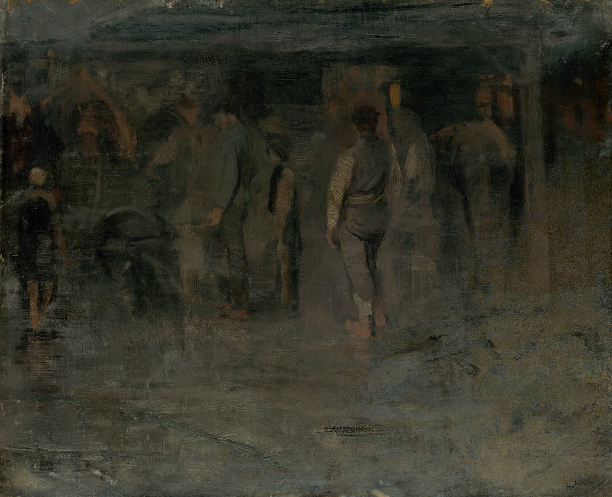 Düstere Messe II. (Skizze einer Gruppe von Männern) von Laszlo Mednyanszky