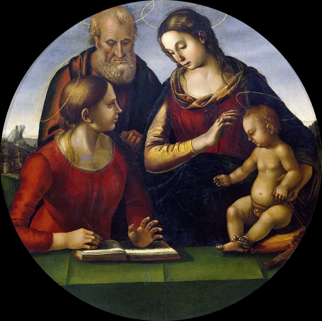 Die Heilige Familie mit Heiligem, ca. 1490-1495 von Luca Signorelli