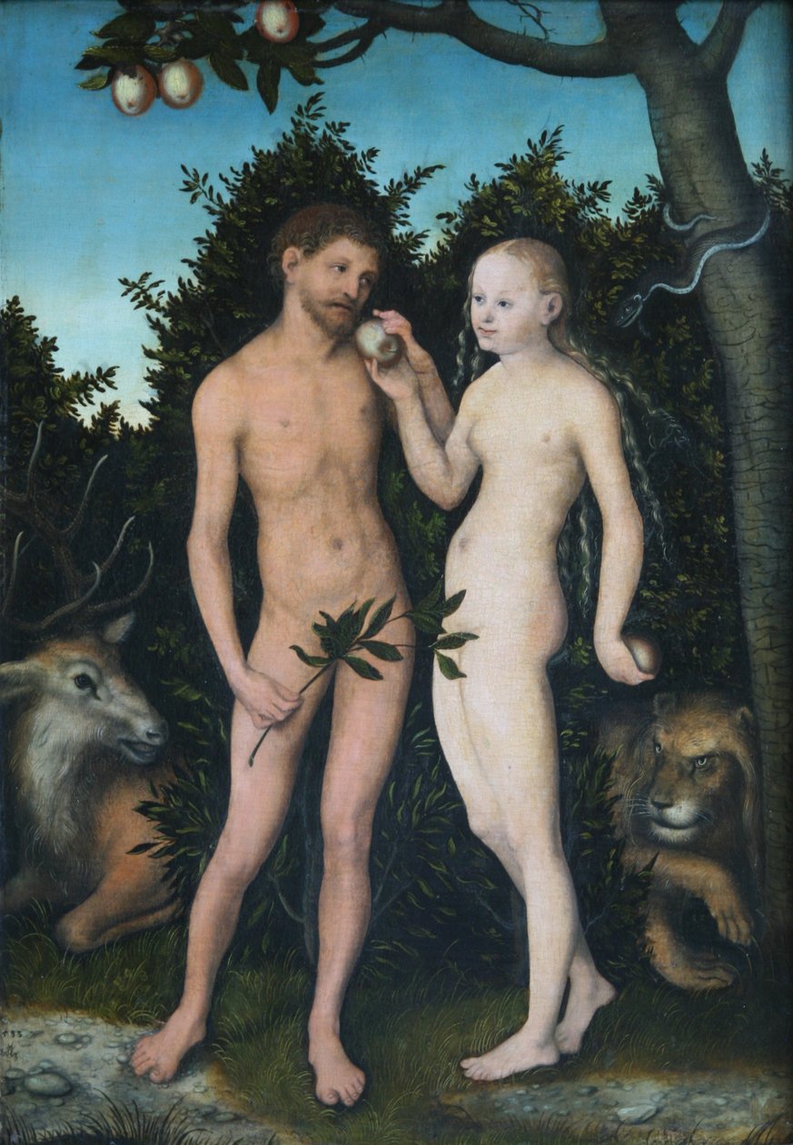 Adam und Eva im Paradies (Der Sündenfall) von Lucas Cranach the Elder