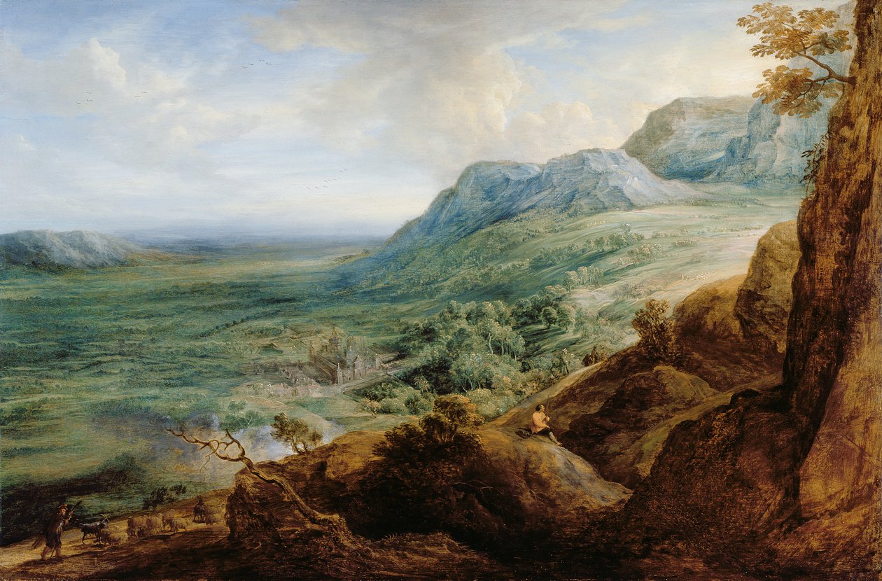 Der Escorial, von einem Ausläufer der Guadarrama-Berge von Lucas van Uden