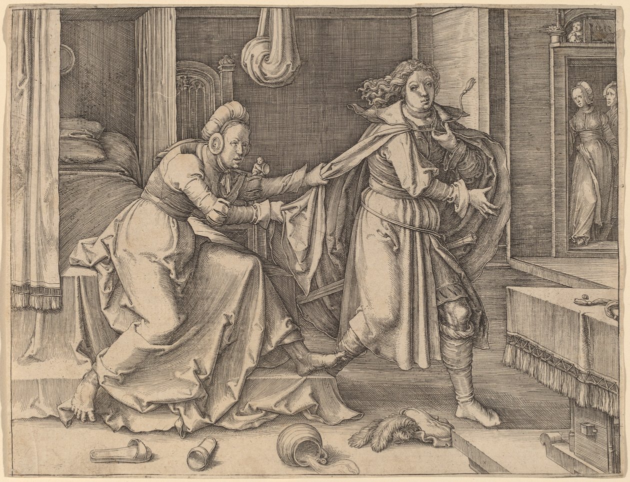 Joseph entkommt der Frau des Potiphar von Lucas van Leyden