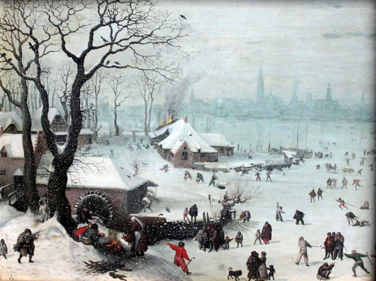 Winterlandschaft bei Antwerpen mit Schneefall von Lucas van Valckenborch