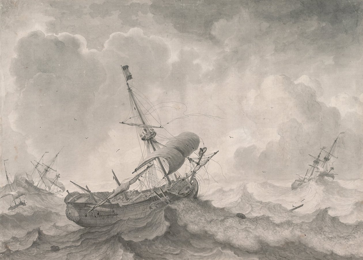 Schiffe auf stürmischer See, 1698 von Ludolf Bakhuizen