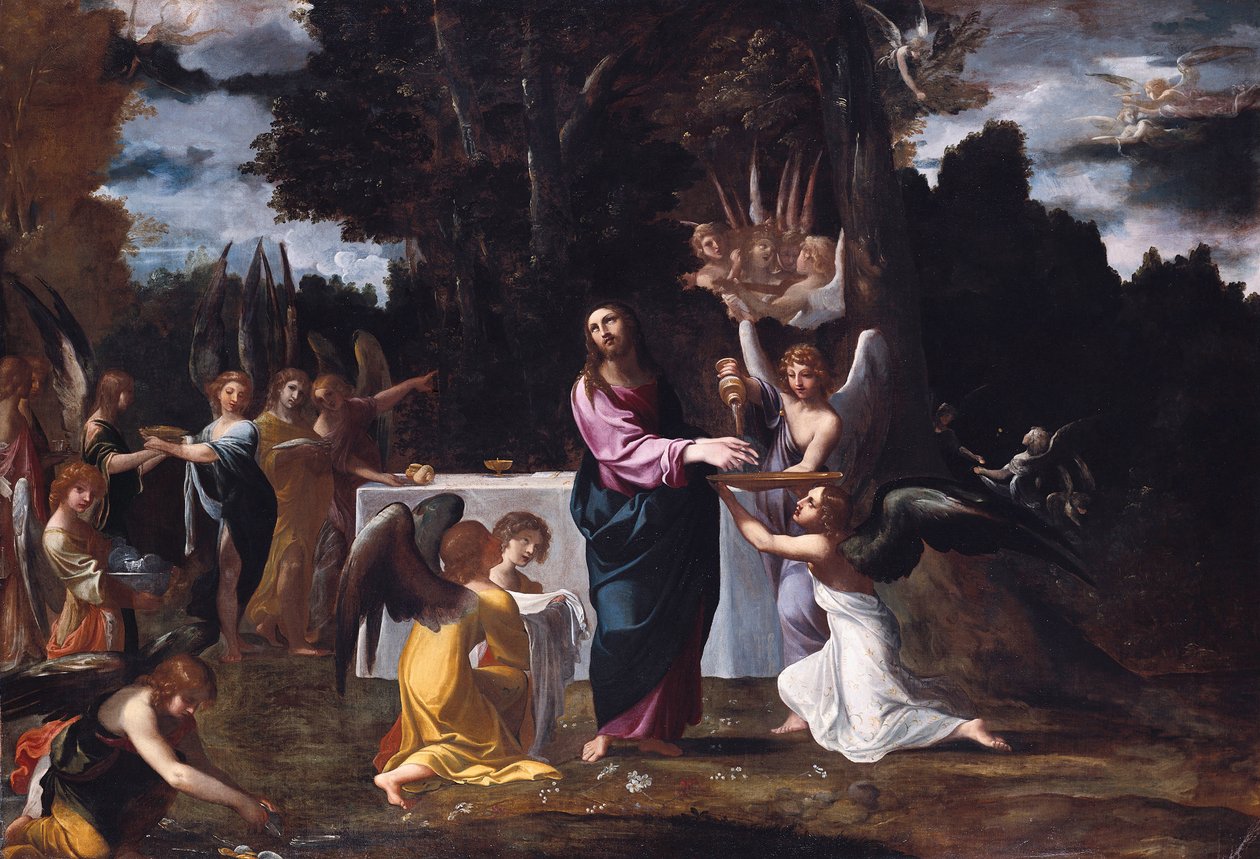Christus in der Wüste, bedient von Engeln von Ludovico Carracci