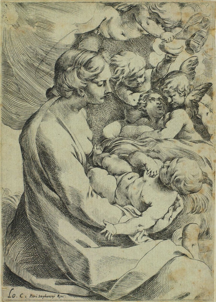 Jungfrau und Kind umgeben von Engeln von Ludovico Carracci