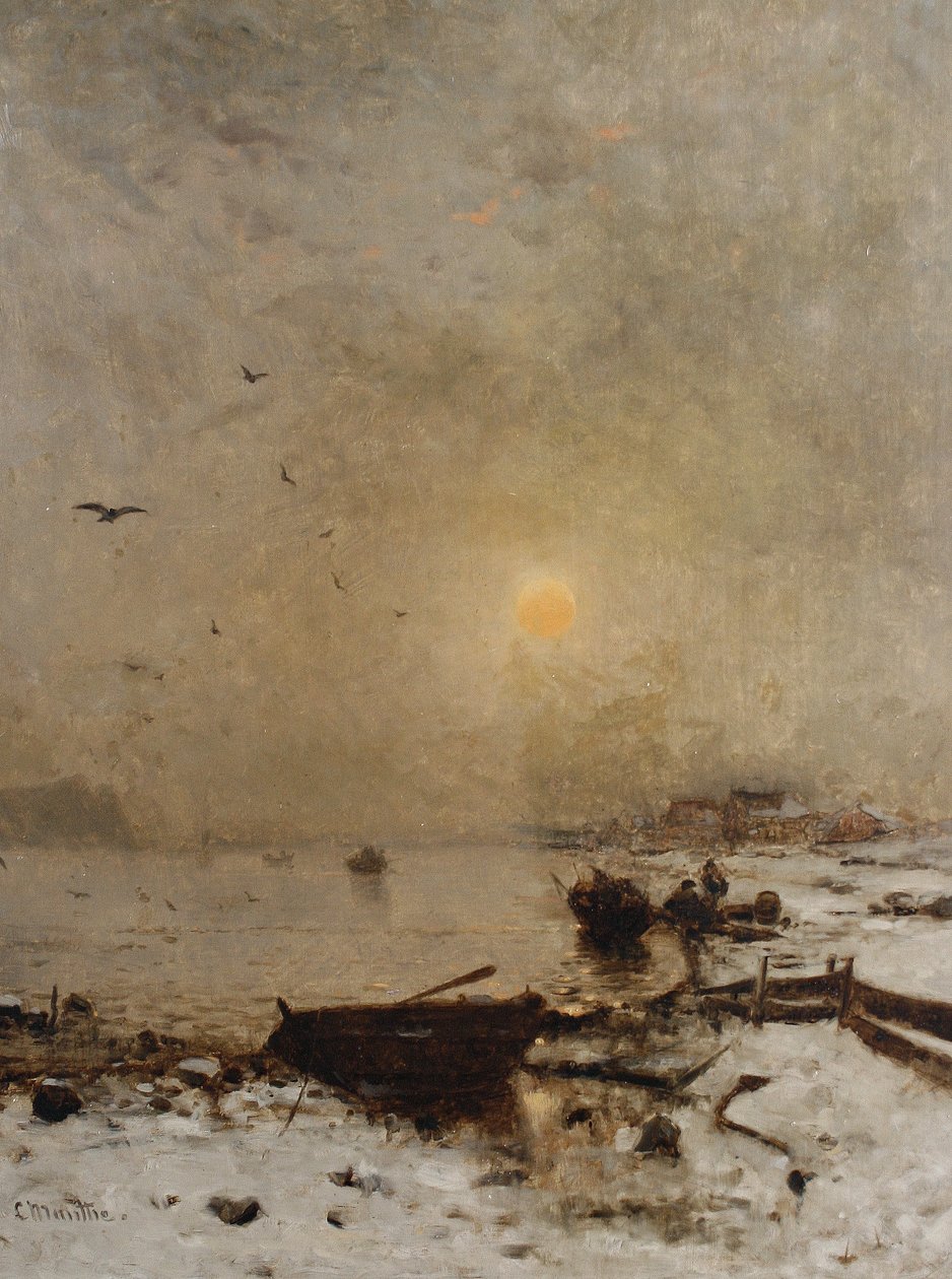 Sonnenuntergang über einem See von Ludvig Munthe