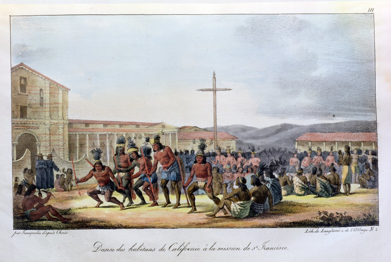 Ritualtanz der Eingeborenen Kaliforniens an der Mission von San Francisco, aus 