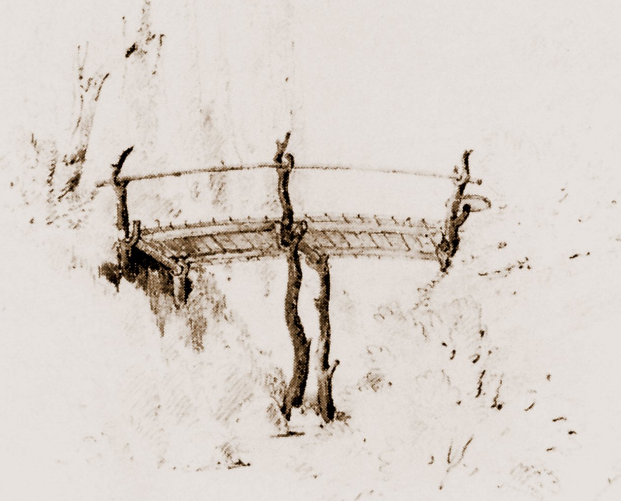 Knüppelholzbrücke, Entwurf von Persius für den Park Klein-Glienicke von Ludwig Persius