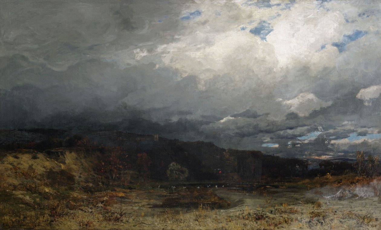 Wolkenverhangene Moorlandschaft im Vorgebirge von Ludwig Willroider