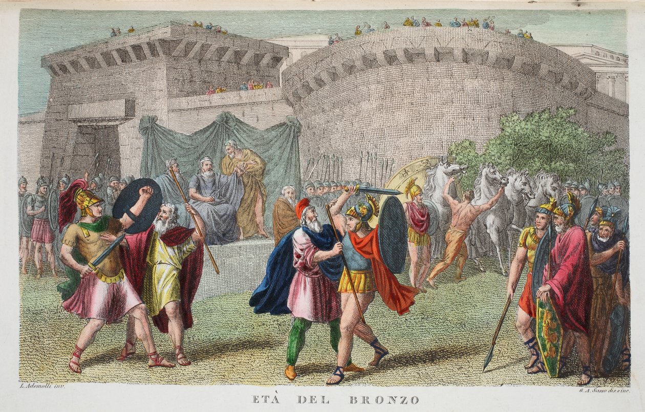 Das Bronzezeitalter oder Eta del Bronzo, Buch I, Illustration aus Ovids Metamorphosen, Florenz, 1832 von Luigi Ademollo