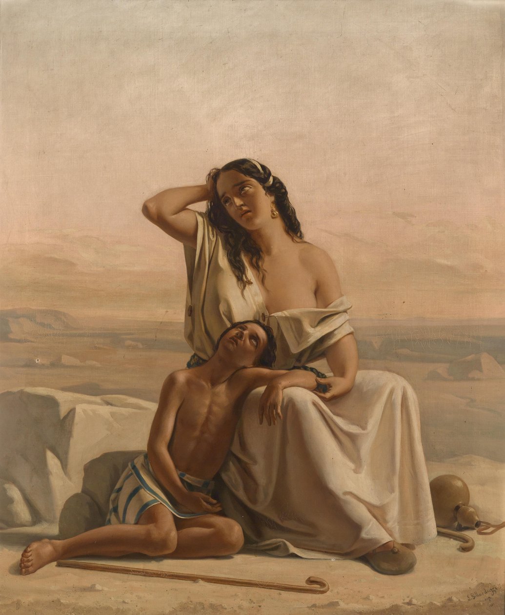 Hagar und Ismael in der Wüste von Luigi Alois Gillarduzzi