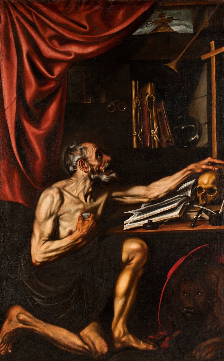 Der heilige Hieronymus in Buße in seinem Studierzimmer von Luis Tristan de Escamilla