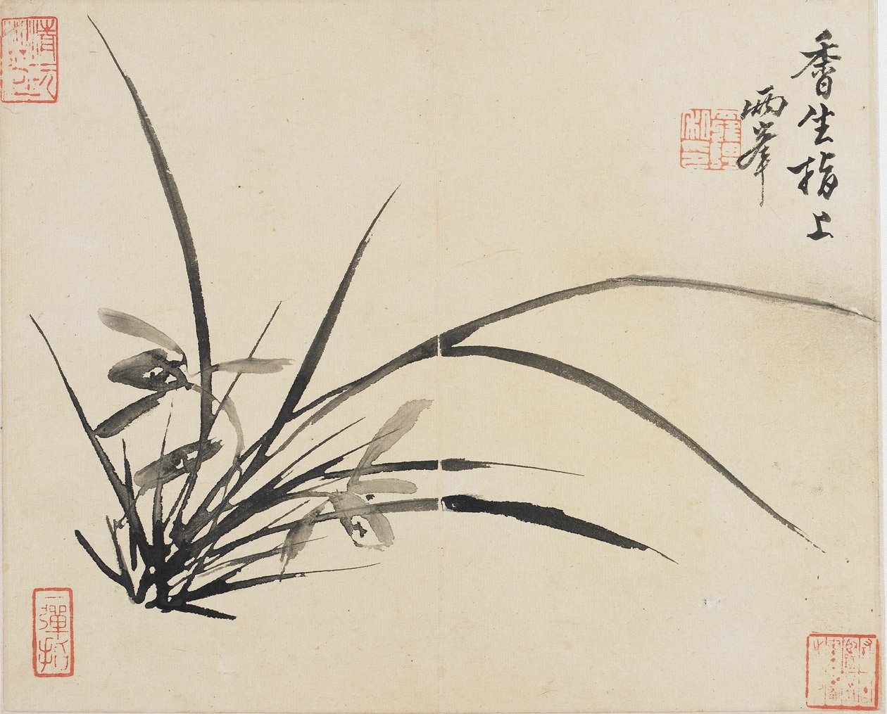 Landschaften, Blumen und Vögel: Orchidee, Qing-Dynastie, 1780 von Luo Ping