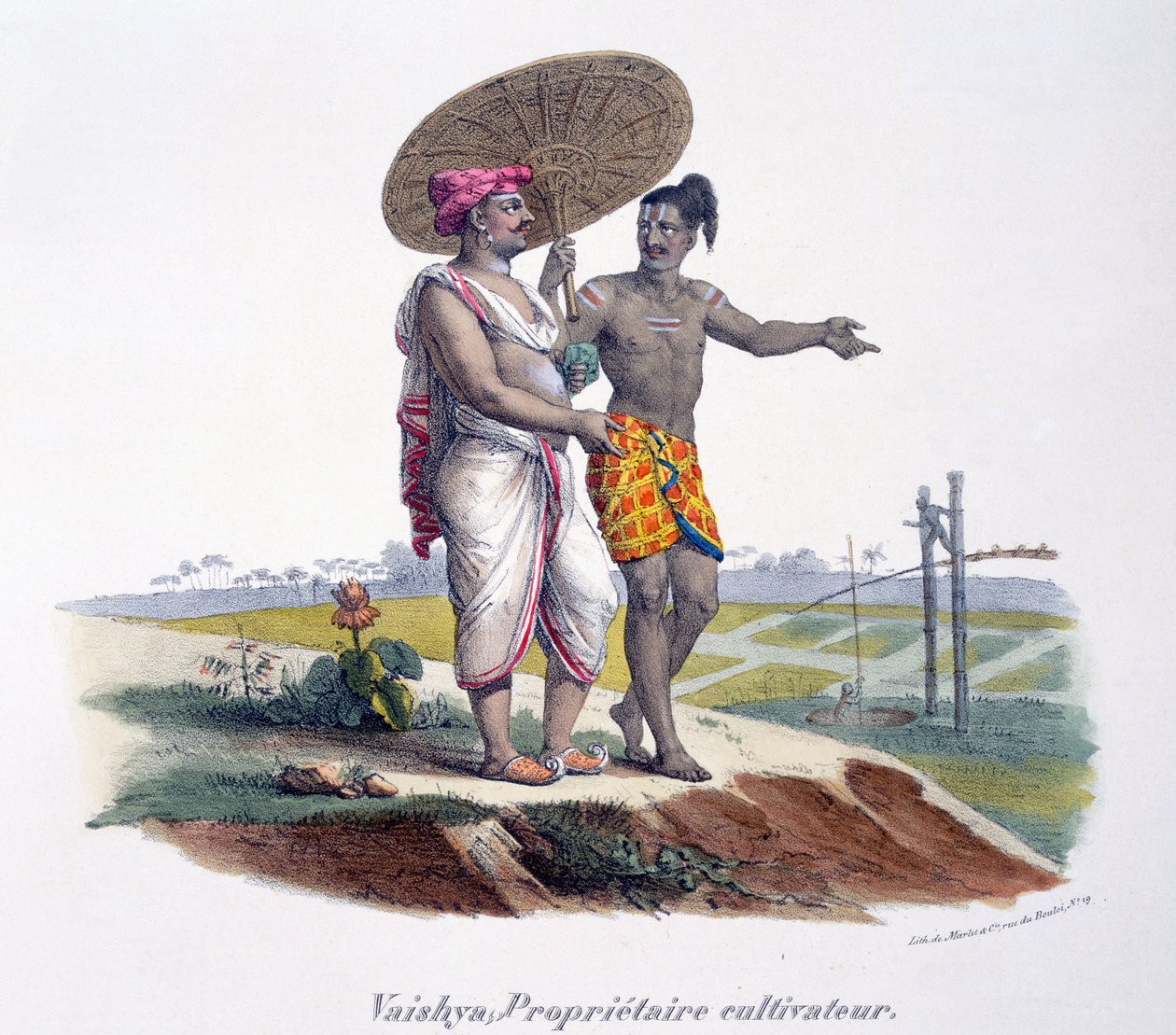 Ein Mann der Vaishya-Kaste inspiziert seinen kleinen Besitz, 1827-35 von M.E. Burnouf