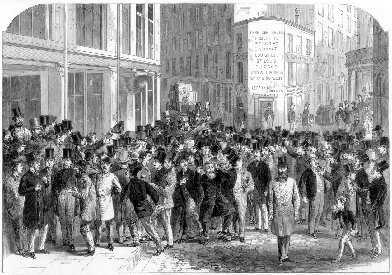Börsenmakler auf dem Bürgersteig in New York, 1864 von M. Jackson