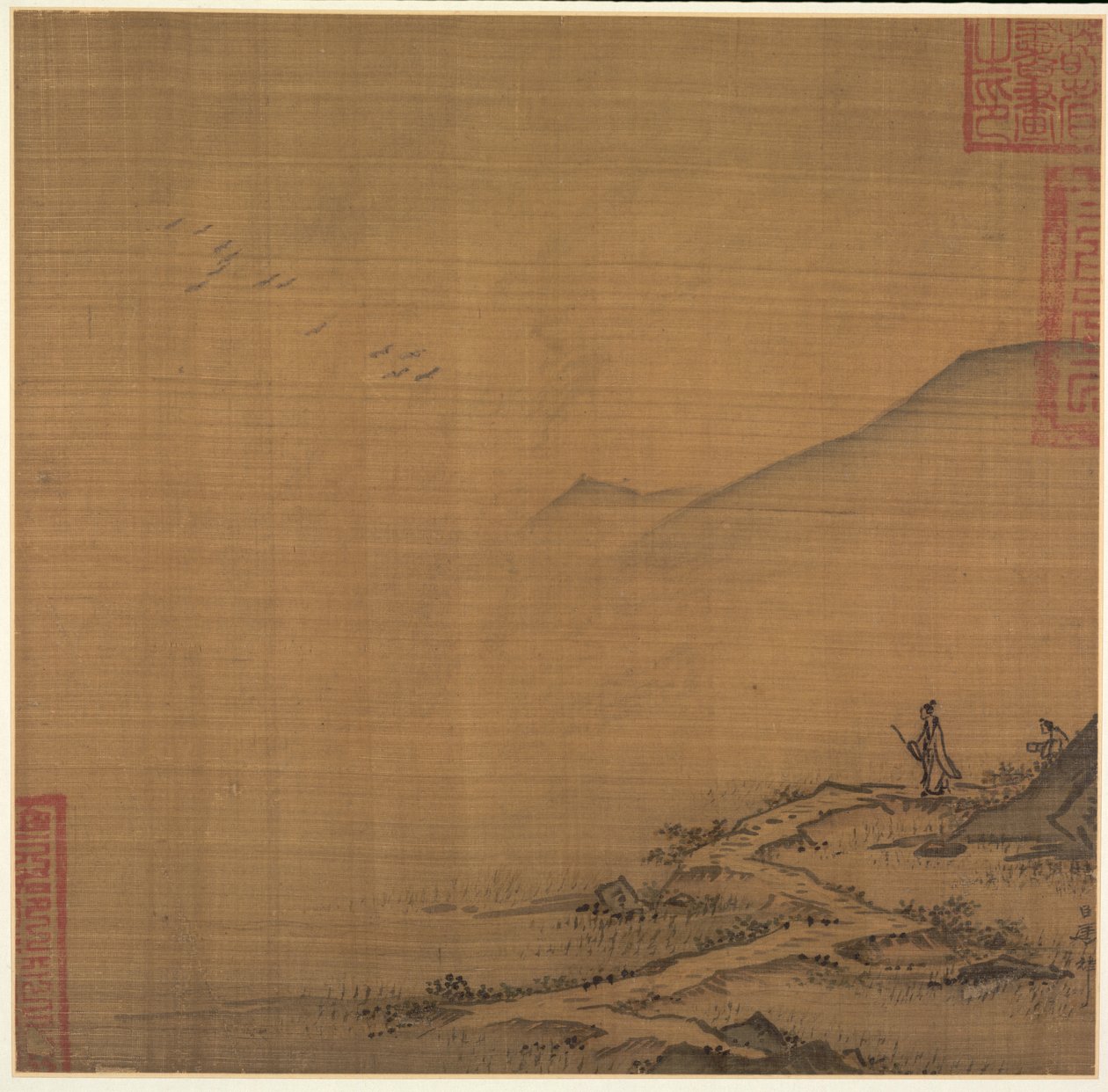 Landschaft mit fliegenden Gänsen von Ma Lin