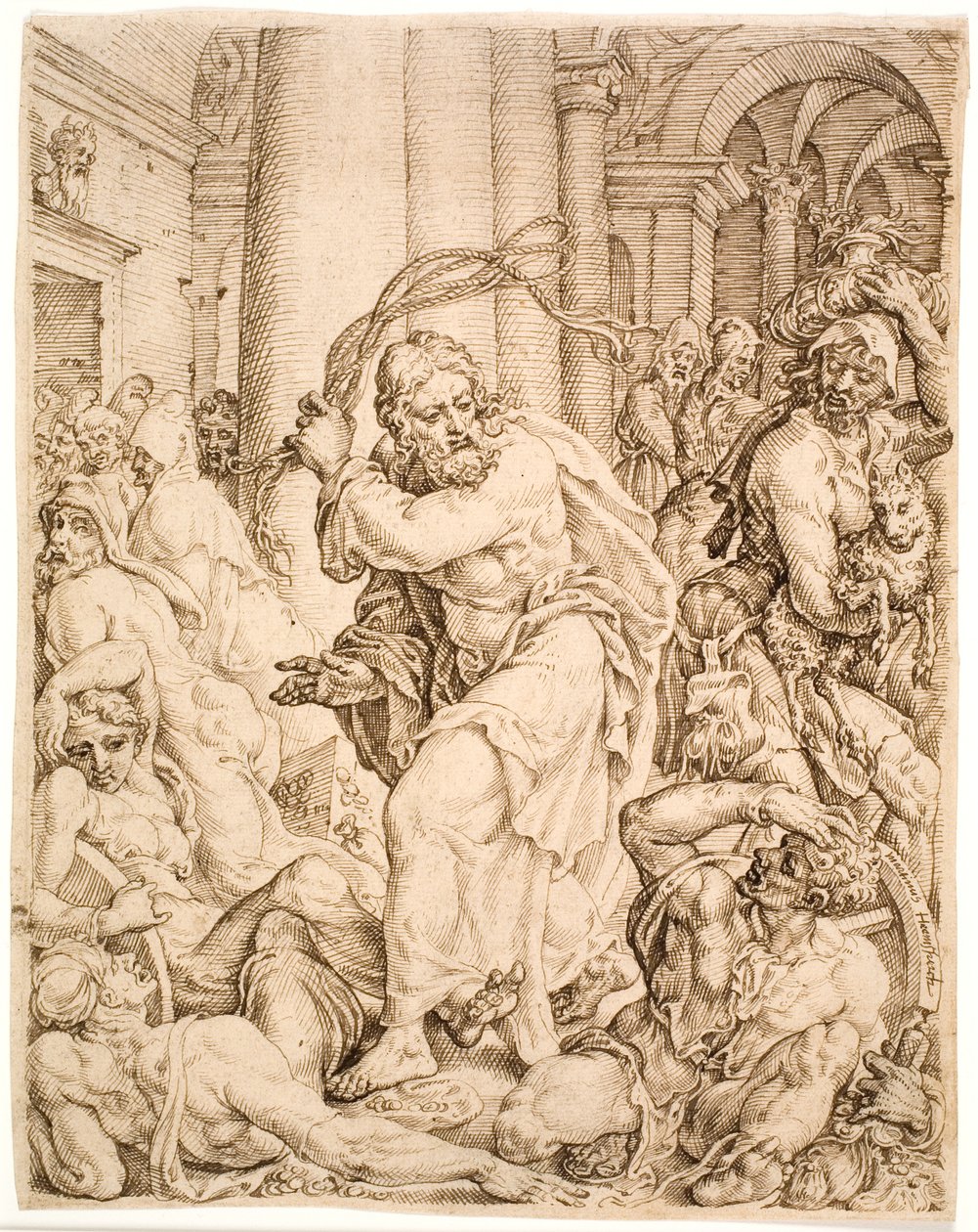Die Vertreibung aus dem Tempel von Maarten van Heemskerck