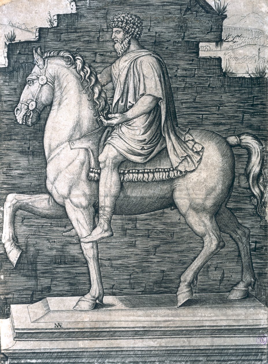 Reiterstatue von Marcus Aurelius (121-180 n. Chr.) von Marcantonio Raimondi