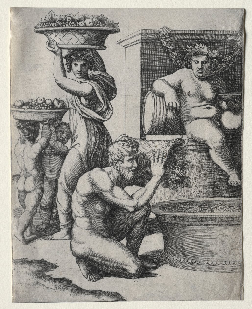 Die Weinpresse von Marcantonio Raimondi
