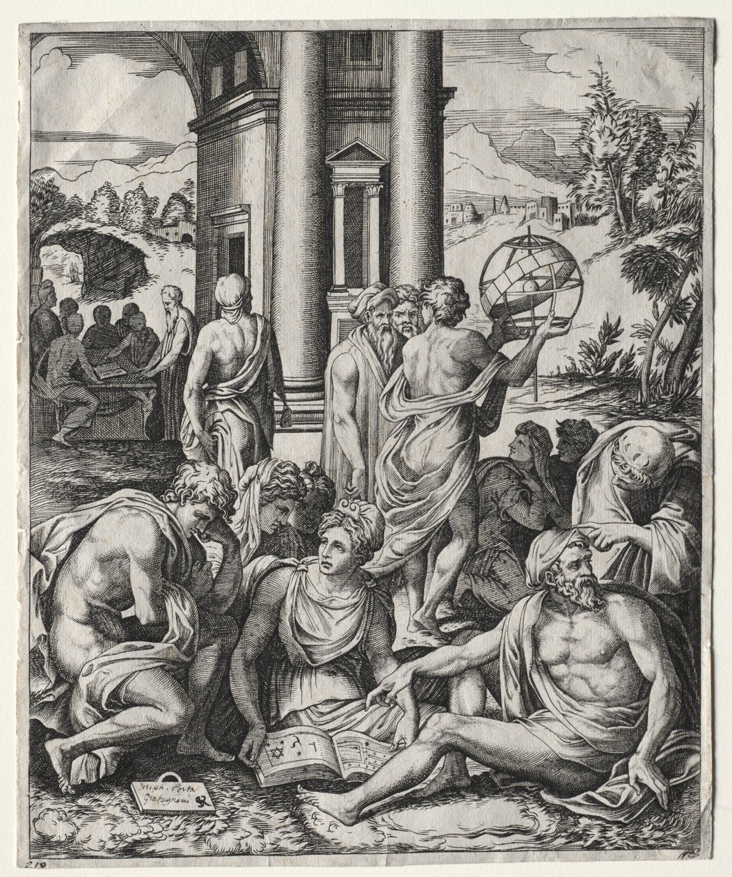 Eine Versammlung von Gelehrten, ca. 1515-1527 von Marco Dente