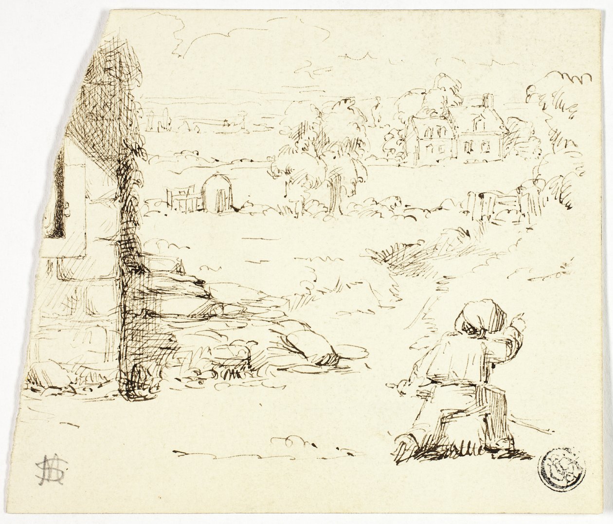 Landschaft mit Junge im Vordergrund von Marcus Stone