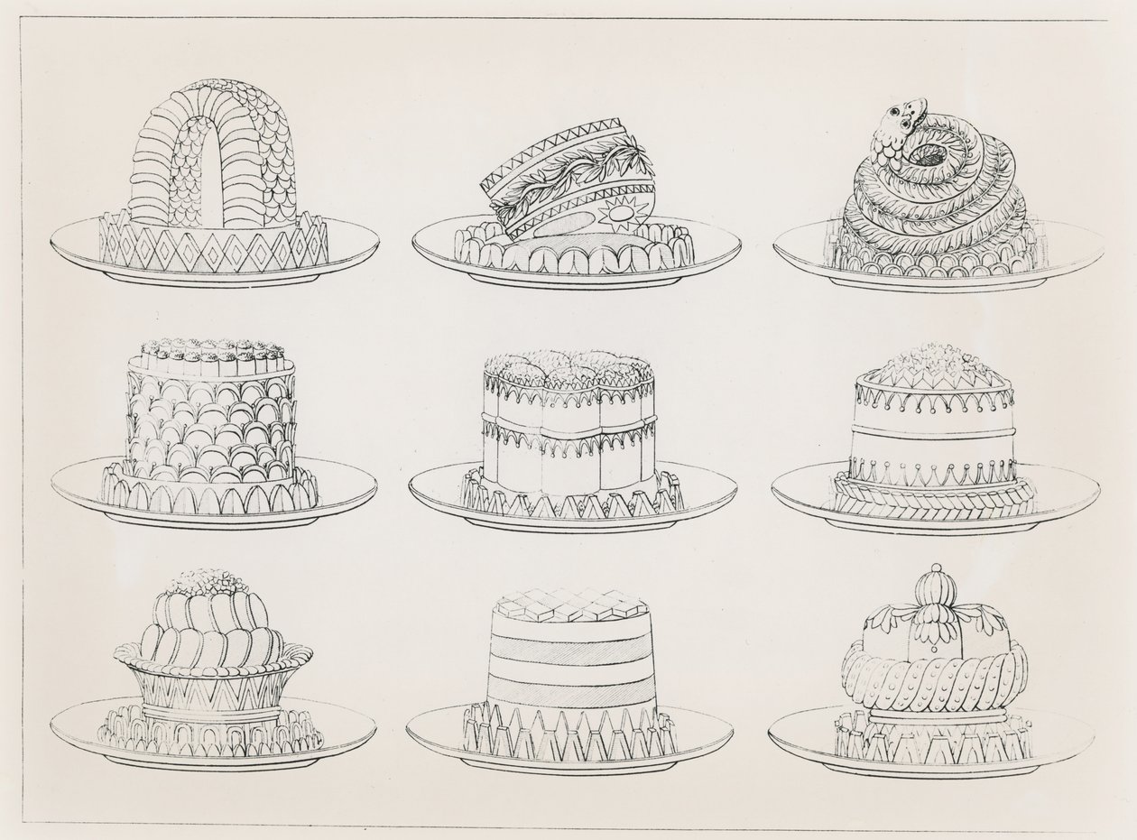 Entwürfe für Torten und Kuchen von Antoine Careme von Marie Antoine Careme