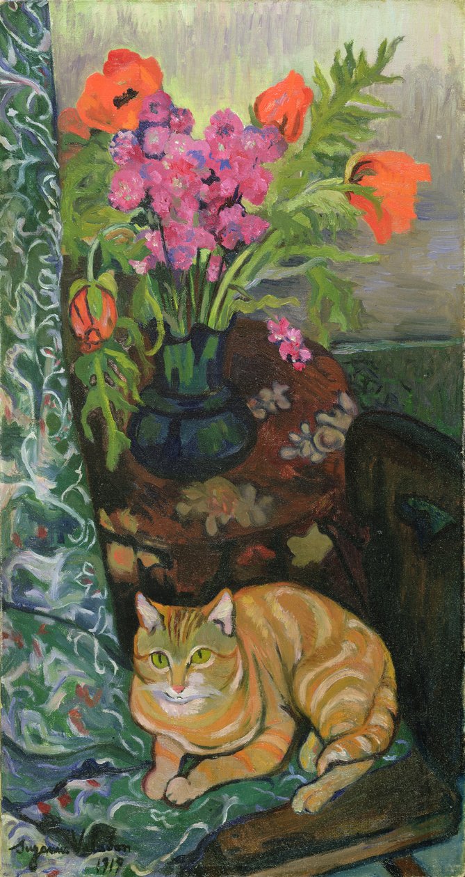 Blumenstrauß und eine Katze, 1919 von Marie Clementine (Suzanne) Valadon