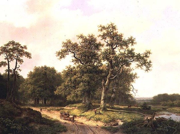 Bewaldete Landschaft mit Bauern von Marinus Adrianus Koekkoek