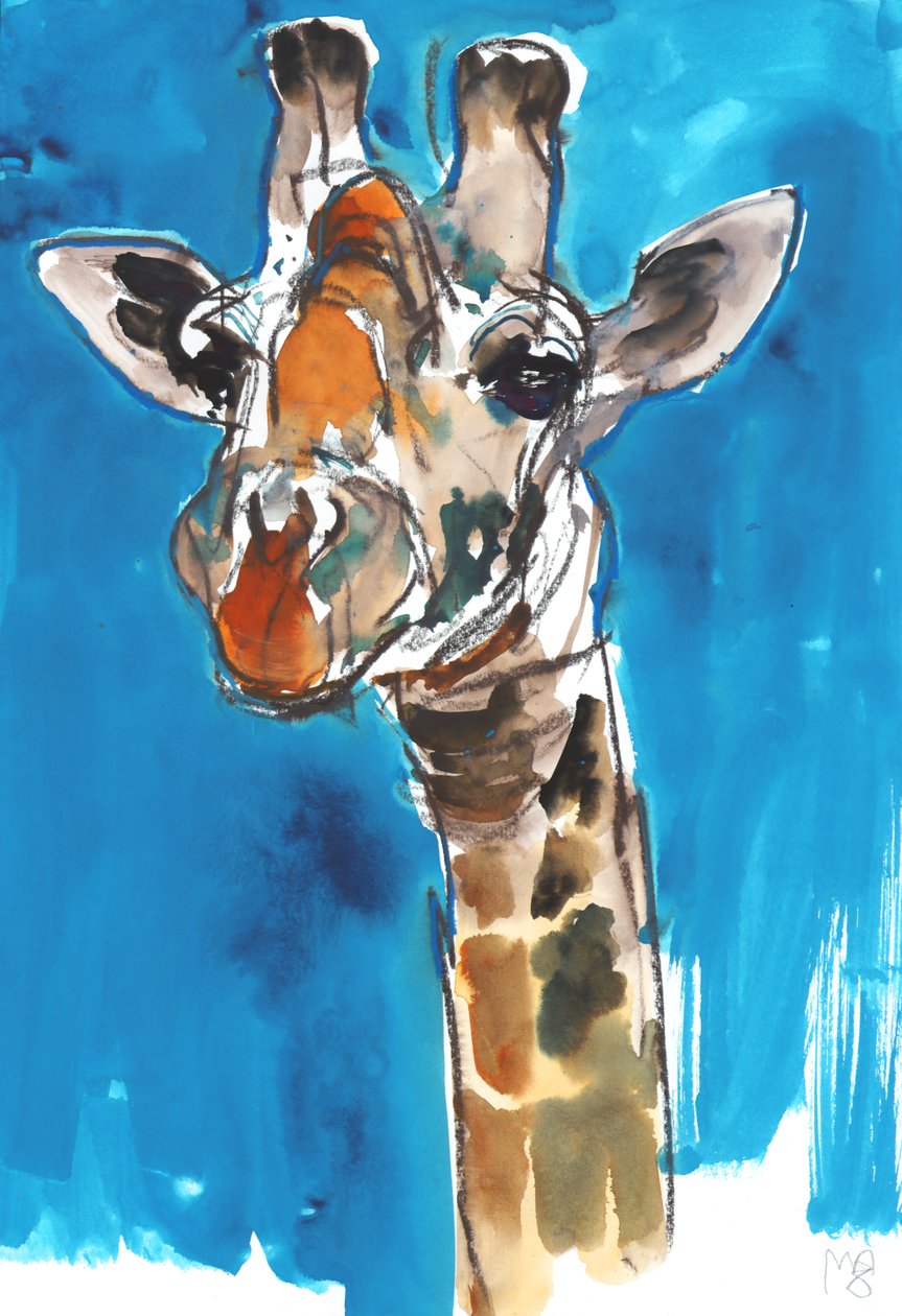 Blauer Himmel Giraffe, 2018 von Mark Adlington