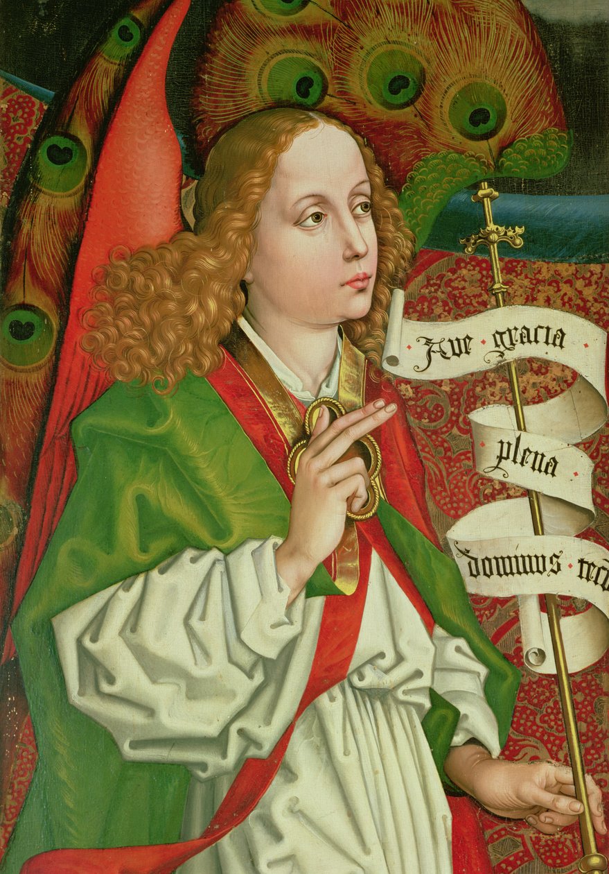 Detail des Erzengels Gabriel, aus der Verkündigung, vom Orlier-Altar, ca. 1468-70 von Martin Schongauer