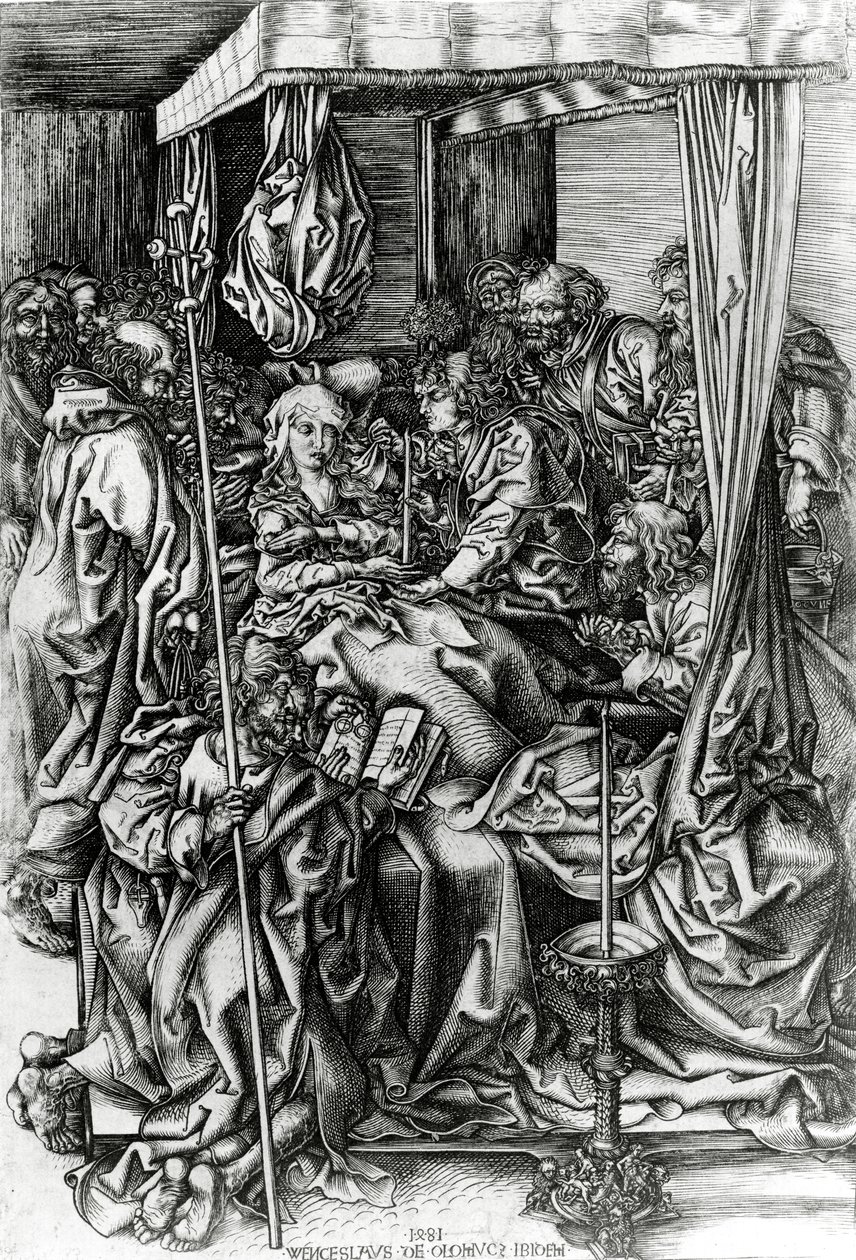 Der Tod der Jungfrau, graviert von Wenzel von Olmütz, 1481 von Martin Schongauer